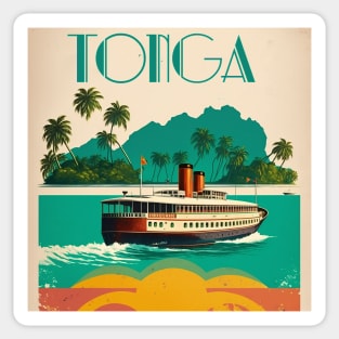 Tonga Boat Vintage Travel Art Poster Sticker